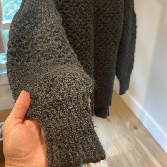 Anthropologie Bia Chunky Alpaca Blend Mock Neck Dark Gray Sweater, Size Small - Picture 4 of 7
